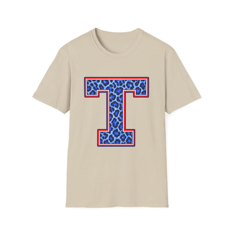 Tuslaw Mustangs Ladies — Leopard Print Monogram T-Shirt