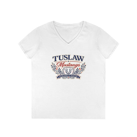 Tuslaw Mustangs Ladies — Established In Tradition V-Neck T-Shirt