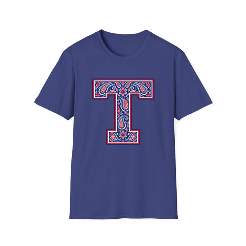 Tuslaw Mustangs Paisley Monogram T-Shirt in Metro Blue