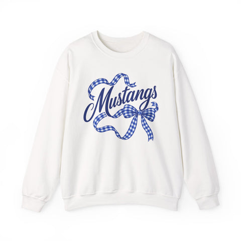 Tuslaw Blue Ribbon Mustangs Crewneck Sweatshirt in White