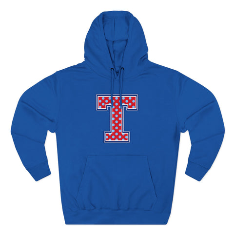 Tuslaw Mustangs — Red Polka Dot Monogram Hoodie (No Bow) in Royal Blue