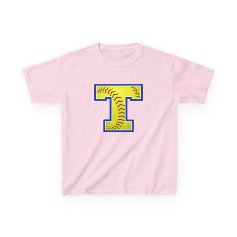 Tuslaw Mustangs Softball Monogram Kids T-Shirt in Light Pink