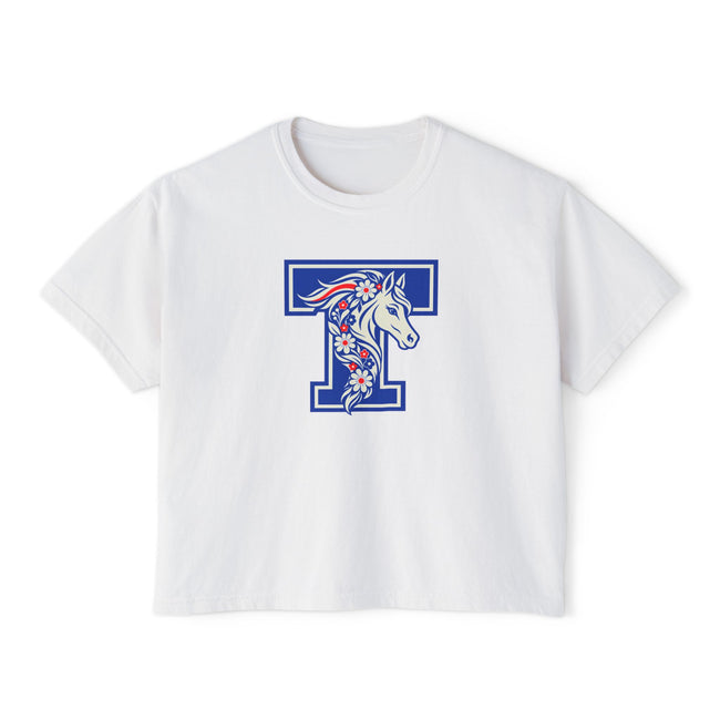 Tuslaw Mustangs Floral Mane Monogram Boxy T-Shirt
