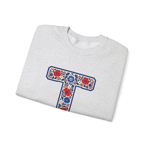Tuslaw Mustangs Farmhouse Floral Monogram Crewneck Sweatshirt