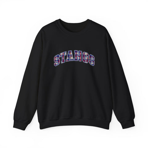 Tuslaw Mustangs STANGS Plaid Arch Crewneck Sweatshirt in Black
