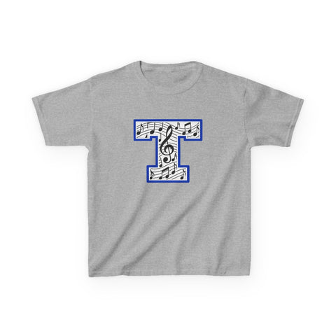 Tuslaw Mustangs Music Monogram Kids T-Shirt in Sport Grey