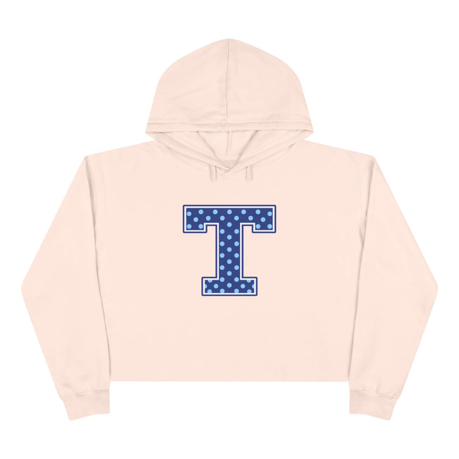 Tuslaw Mustangs Blue Polka Dot Monogram Crop Hoodie