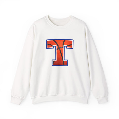 Tuslaw Mustangs Basketball Monogram Crewneck Sweatshirt in White