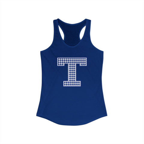 Tuslaw Mustangs Houndstooth Monogram Racerback Tank in Solid Royal