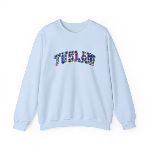 Tuslaw Mustangs TUSLAW Plaid Arch Crewneck Sweatshirt in Light Blue