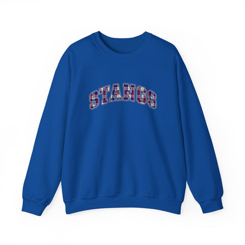 Tuslaw Mustangs STANGS Plaid Arch Crewneck Sweatshirt in Royal
