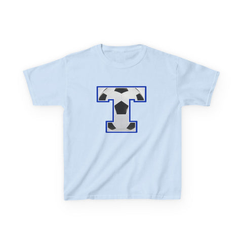 Tuslaw Mustangs Soccer Monogram Kids T-Shirt in Light Blue
