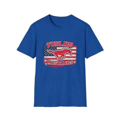 Tuslaw Mustangs — Vintage American Flag T-Shirt