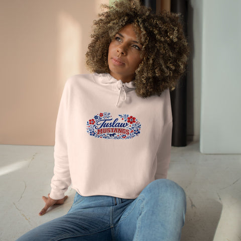 Tuslaw Mustangs Wildflower Script Crop Hoodie