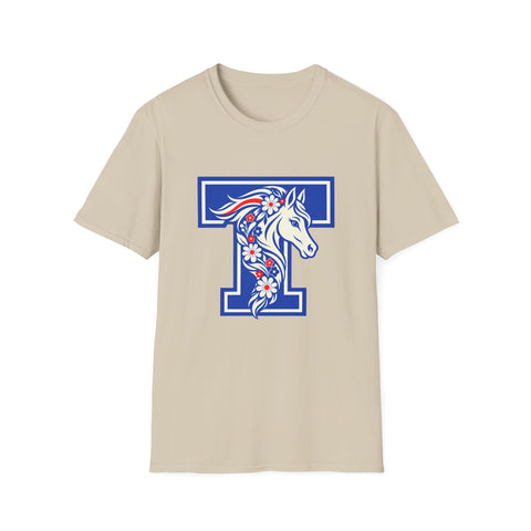 Tuslaw Mustangs — Floral Mane Monogram T-Shirt in Sand