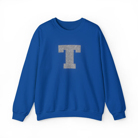 Tuslaw Mustangs — Silver Statement T Glitter Crewneck in Royal