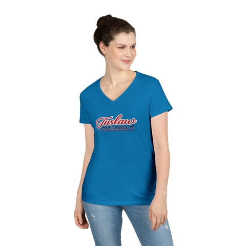 Tuslaw Mustangs Ladies — Cowgirl Script V-Neck T-Shirt