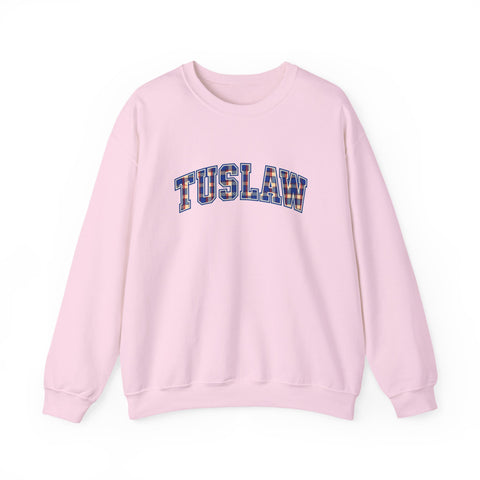 Tuslaw Mustangs TUSLAW Plaid Arch Crewneck Sweatshirt in Light Pink