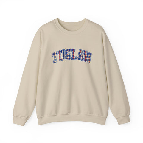 Tuslaw Mustangs TUSLAW Plaid Arch Crewneck Sweatshirt in Sand