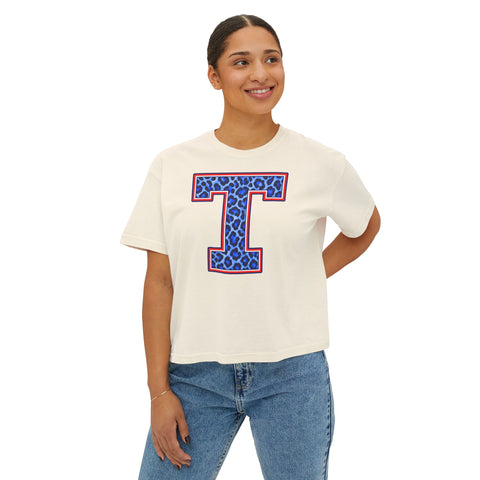 Tuslaw Mustangs Leopard Monogram Boxy T-Shirt