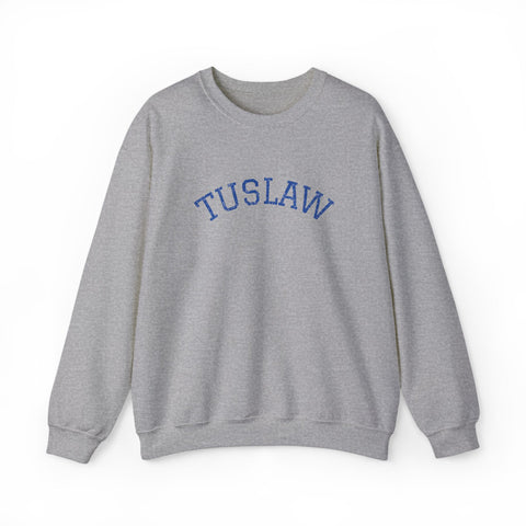 Tuslaw Mustangs — Varsity Arch Glitter Crewneck in Sport Grey