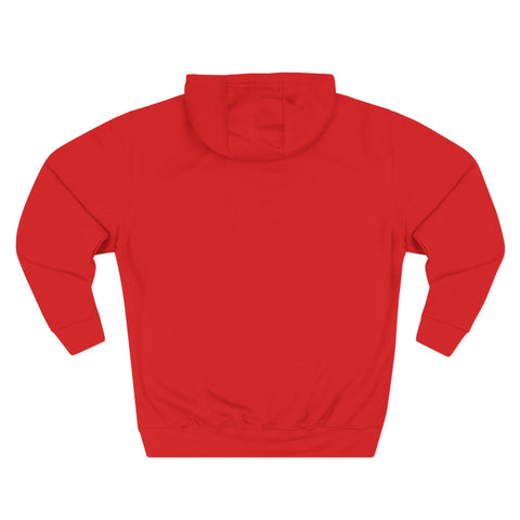 Mustang Logo Hoodie — Retro Red & Blue Running Horse Graphic Fleece