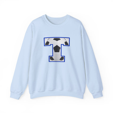 Tuslaw Mustangs Soccer Monogram Crewneck Sweatshirt in Light Blue