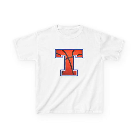 Tuslaw Mustangs Basketball Monogram Kids T-Shirt in White