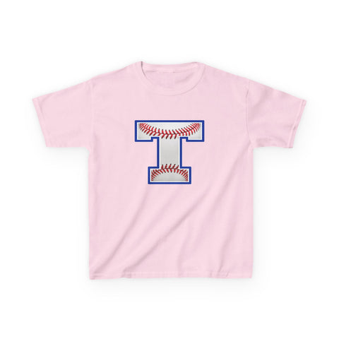 Tuslaw Mustangs Baseball Monogram Kids T-Shirt in Light Pink