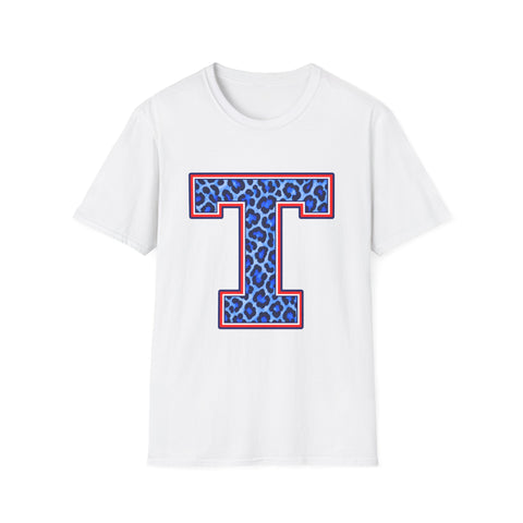 Tuslaw Mustangs Ladies — Leopard Print Monogram T-Shirt