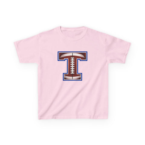 Tuslaw Mustangs Football Monogram Kids T-Shirt in Light Pink