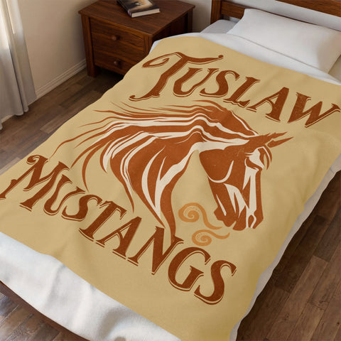 Tuslaw Mustangs Vintage Horse Velveteen Plush Blanket
