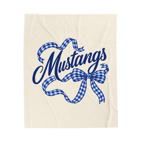 Tuslaw Mustangs Blue Ribbon Velveteen Plush Blanket