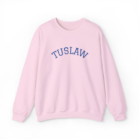 Tuslaw Mustangs — Varsity Arch Glitter Crewneck in Light Pink