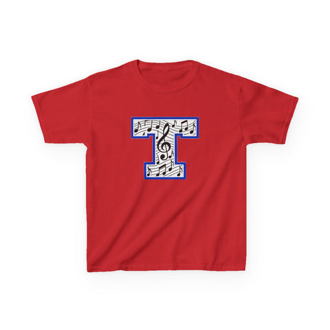 Tuslaw Mustangs Music Monogram Kids T-Shirt in Red
