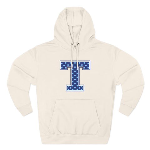 Tuslaw Mustangs — Blue Polka Dot Monogram Hoodie (No Bow) in Sandshell