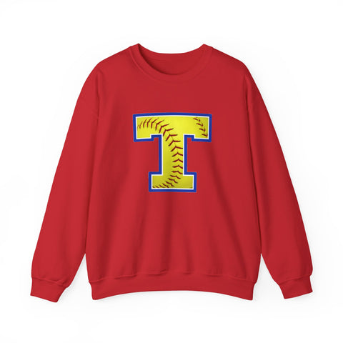 Tuslaw Mustangs Softball Monogram Crewneck Sweatshirt in Red