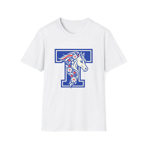 Tuslaw Mustangs — Floral Mane Monogram T-Shirt in White