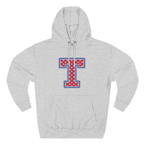Tuslaw Mustangs — Red Polka Dot Monogram Hoodie (No Bow) in Heather Grey