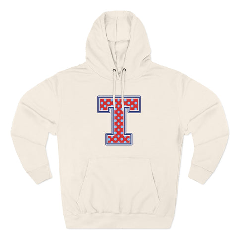 Tuslaw Mustangs — Red Polka Dot Monogram Hoodie (No Bow) in Sandshell
