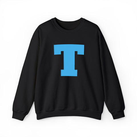 Tuslaw Mustangs — Varsity T Puff Print Crewneck Sweatshirt in Black