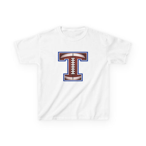 Tuslaw Mustangs Football Monogram Kids T-Shirt in White