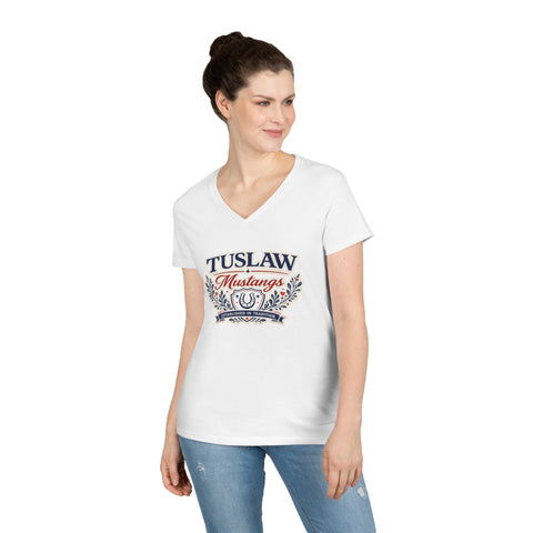 Tuslaw Mustangs Ladies — Established In Tradition V-Neck T-Shirt