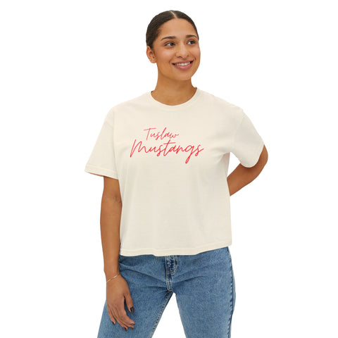Tuslaw Mustangs Red Script Boxy T-Shirt