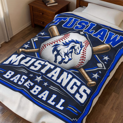 Tuslaw Mustangs Baseball Velveteen Plush Blanket