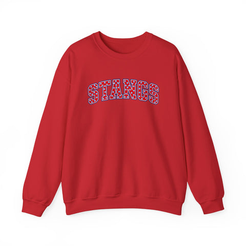 Tuslaw Mustangs — Red Polka Dot STANGS Crewneck in Red