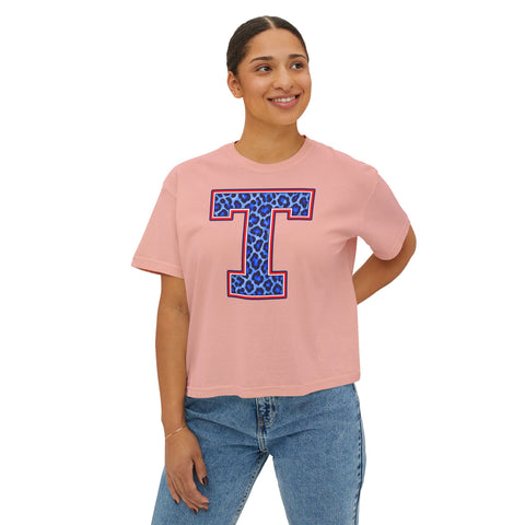 Tuslaw Mustangs Leopard Monogram Boxy T-Shirt