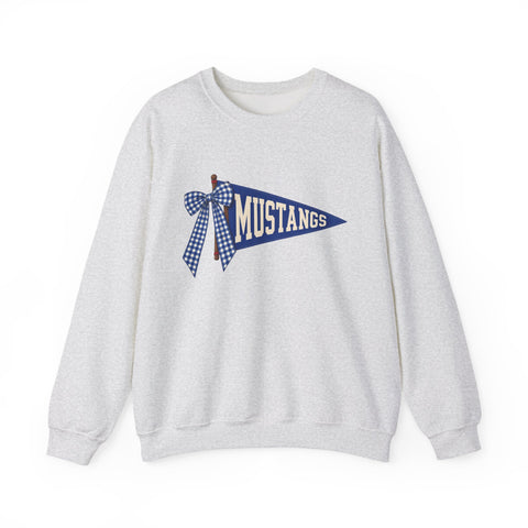 Tuslaw Mustangs Bow and Pennant Crewneck Sweatshirt in Ash