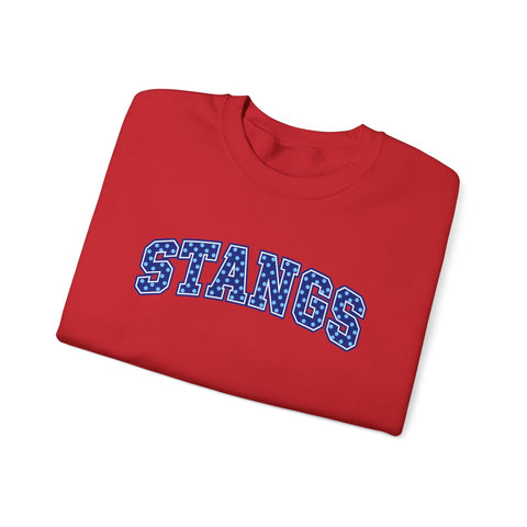 Tuslaw Mustangs — Blue Polka Dot STANGS Crewneck