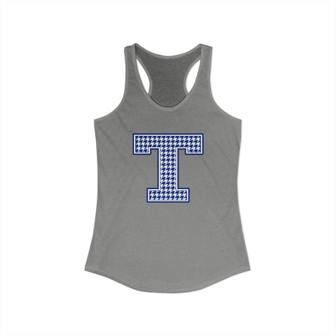 Tuslaw Mustangs Houndstooth Monogram Racerback Tank in Heather Grey